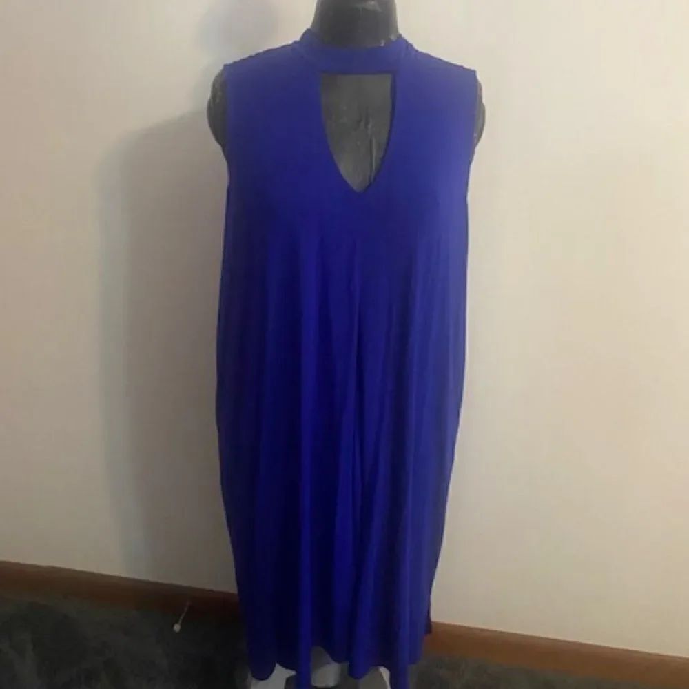 Chelsea & Theodore Royal Blue Choker Neck Shift dress, size 1X
